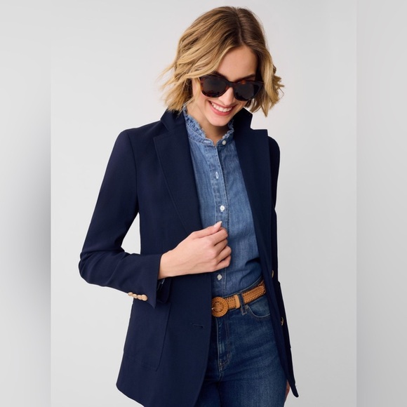 J. McLaughlin Benji Single-Breasted Amelia Cloth Blazer in Winter Navy $398 Sz 4 - Picture 11 of 14